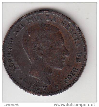 Pièce - Espagne - Diez Centimos - Alfonso XII - 1877 OM - Premières Frappes