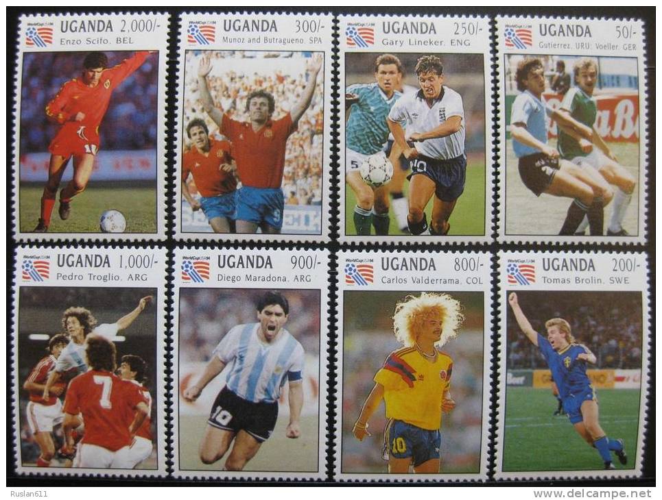 Soccer Football Uganda #1248/55 1994 World Cup USA MNH ** - 1994 – États-Unis