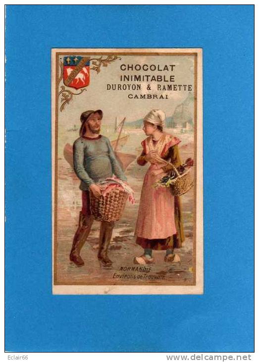 Chromos IMAGE   Publicitée Chocolat Duroyon&ramette Cambrai NORMANDIE LE  RETOUR DE LA PECHE   Trouville - Duroyon & Ramette