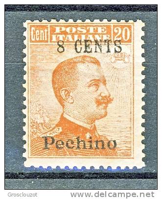 Pechino 1918-19 Sassone SS. 2 N. 23 C. 8 Su C. 20 Arancio MNH Cat. € 250 - Pekin