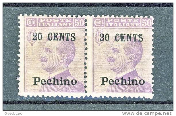 Pechino 1918-19 SS. 2 N. 25 C. 20 Su C. 50 Violetto MNH Coppia Orizzontale Cat. € 225 - Pekin