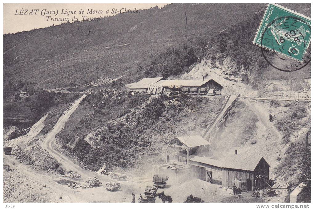 LEZAT.  _  Travaux Du Tunnel. Ligne De Morez à Saint-Claude.. Carte Animée. - Opere D'Arte