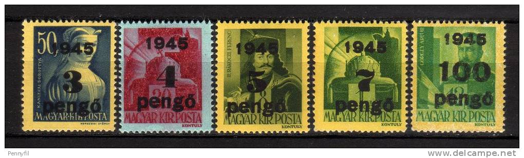 MAGYAR - 1945 YT 705+706+707+710+718 ** - Neufs