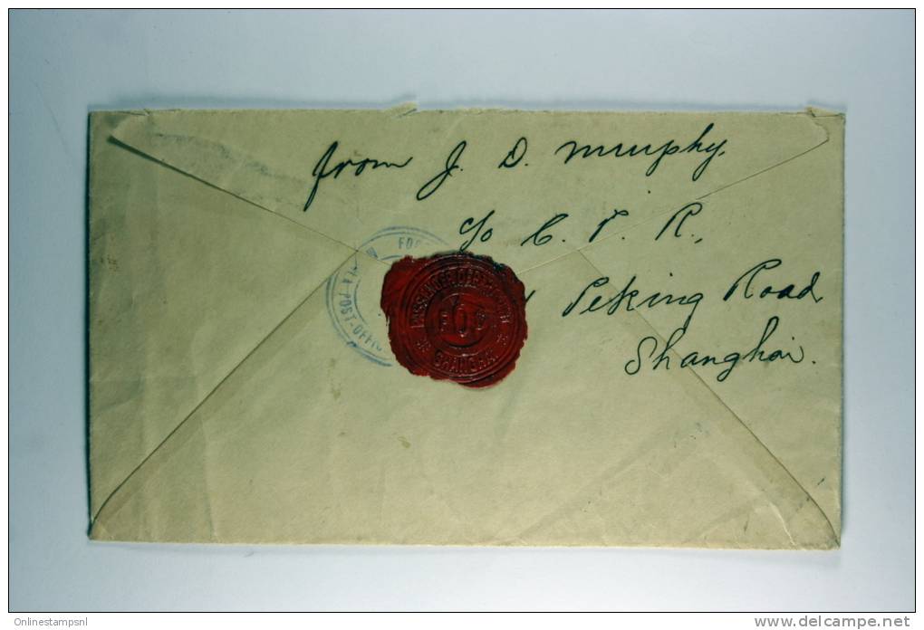 China Registered Cover Shanghai To Manila, 1930ties Waxsealed POS Passenger Dep. Shanghai. - 1912-1949 Republiek