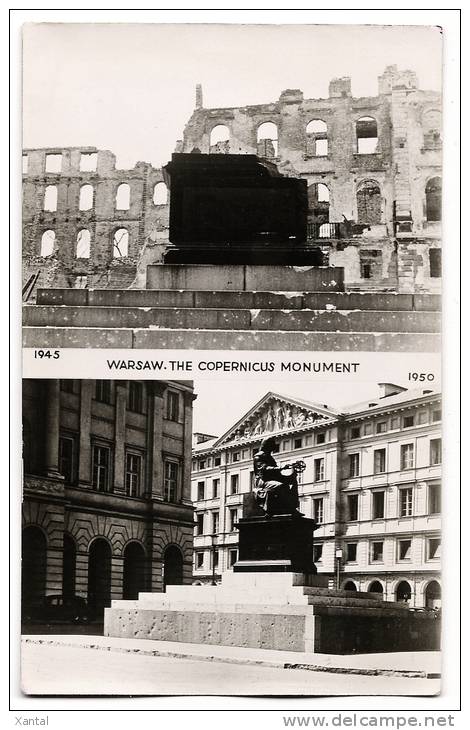 WARSAW - Warsawa - Varsovie - History - The Copernicus Monument - Before / After 1945 / 1950 - Blank Back - Pologne