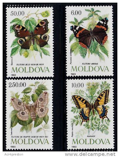 B0171 MOLDOVA 1993, SG 94-97  Butterflies  MNH - Moldova