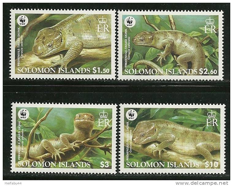 Solomon  Islands    "WWF Prehensile-Tailed Skink"    Set   SC# 1035-38    MNH** - Solomon Islands (1978-...)