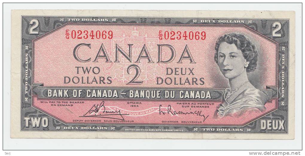 Canada 2 Dollars 1954 (1972 - 1973) VF+ CRISP Banknote P 76c 76 C - Canada