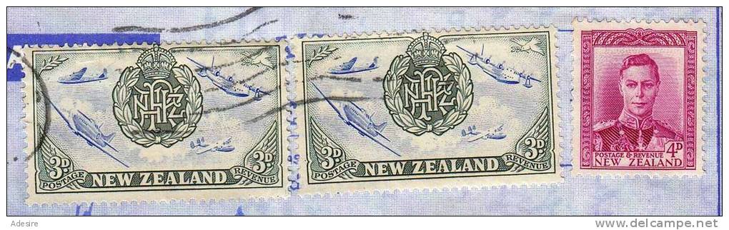 NEW ZEALAND 1947, Falt-Brief Mit Sehr Schöner 3 Fach Frankierung - Briefe U. Dokumente