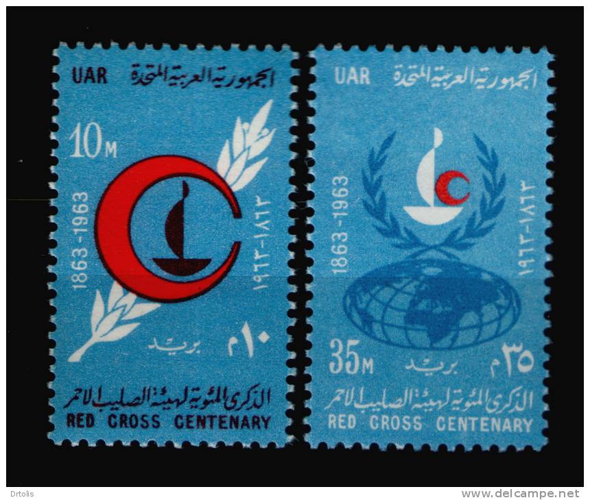 EGYPT / 1963 / CENTENARY OF RED CROSS / RED CRESCENT / OLIVE BRANCH / GLOBE / MNH /  VF - Neufs