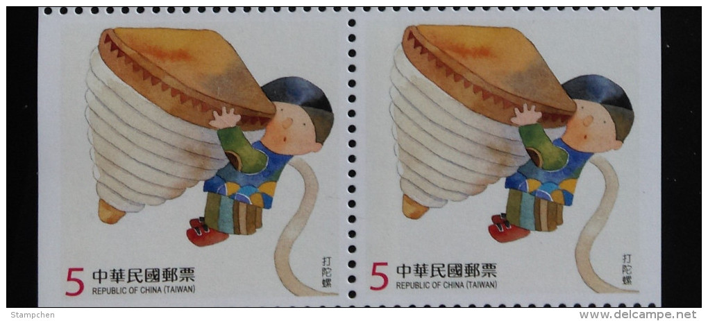 Pair Taiwan 2013 Children At Play Booklet Stamp Top Kid Boy Costume - Neufs