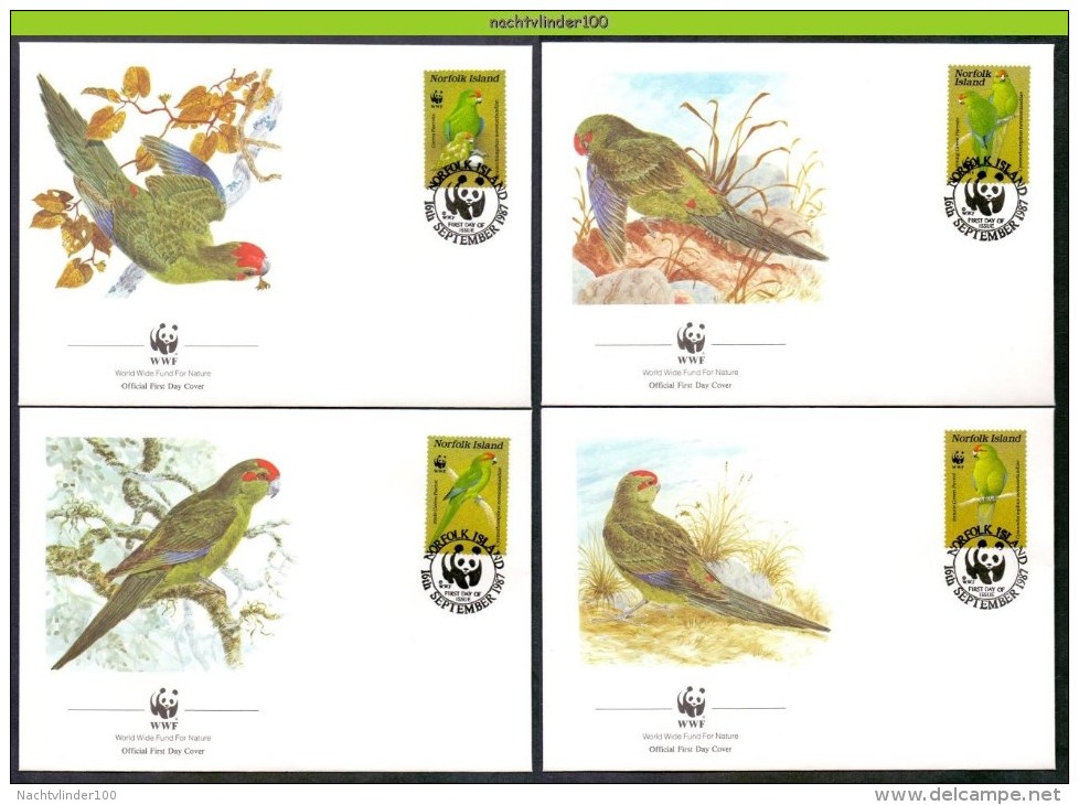 Mpr055fb WWF FAUNA VOGELS PAPEGAAI BIRDS PARROT VÖGEL PAPAGEIEN AVES OISEAUX NORFOLK ISLAND 1987 FDC'S - FDC