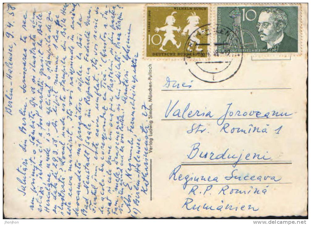 Germany-Postcard 1958-Berlin-Great Elector And  Airlift Monument-2/scans - Tempelhof