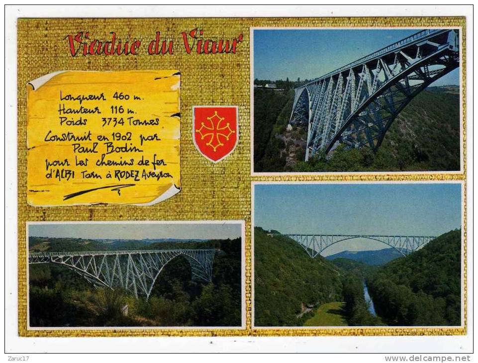 Carte Postale VIADUC DU VIAUR  DIVERS ASPECTS OUVRAGE Blason 1984 ALBI RODEZ TARN AVEYRON SNCF CHEMIN DE FER METALLIQUE - Ouvrages D'Art