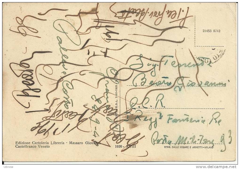 CARTOLINA 1939 - CASTELFRANCO VENETO (TREVISO) - CORSO VITTORIO EMANUELE - Other & Unclassified