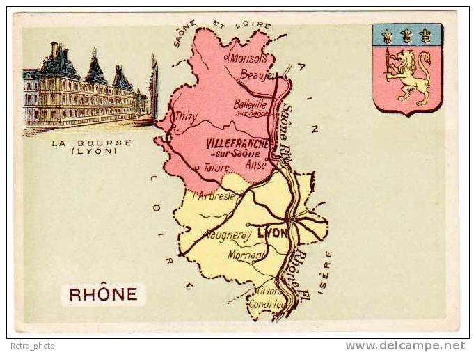 Chromo Contour Départemental, Blason : Rhône (Lyon, Villefranche Sur Saône) - Other & Unclassified