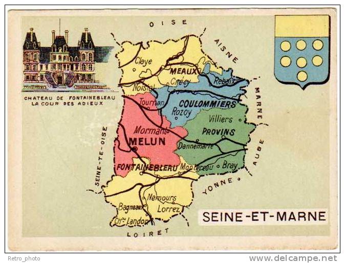 Chromo Contour Départemental, Blason : Seine-et-Marne (Melun, Coulommiers, Meaux) - Other & Unclassified