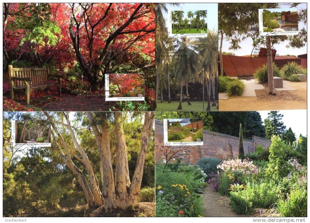 Australia 2013 Botanic Gardens Set Of 5 Maximum Cards - Cartoline Maximum