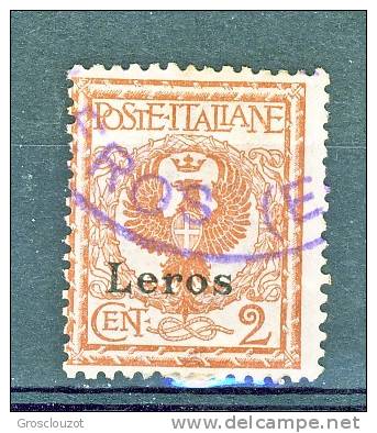 Lero, Isole Egeo 1912 SS 57 N. 1 C. 2 Rosso Bruno USATO - Aegean (Lero)