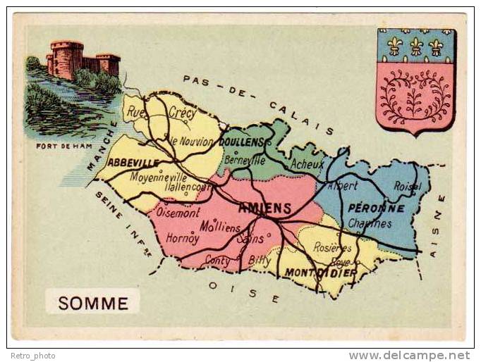 Chromo Contour Départemental, Blason : Somme (Amiens, Montdidier, Abbeville) - Other & Unclassified