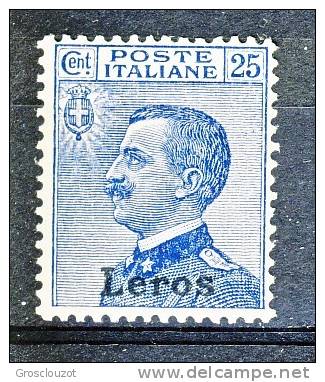 Lero, Isole Egeo 1912 SS 57 N. 5 C. 25 Azzurro MNH Cat. € 275 - Egée (Lero)