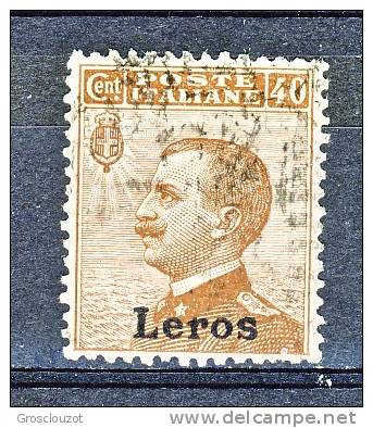 Lero, Isole Egeo 1912 SS 57 N. 6 C. 40 Bruno USATO - Egeo (Lero)