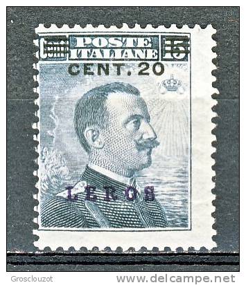 Lero, Isole Egeo 1916 N. 8 C. 20 Su C. 15 Grigio Nero MH - Egeo (Lero)