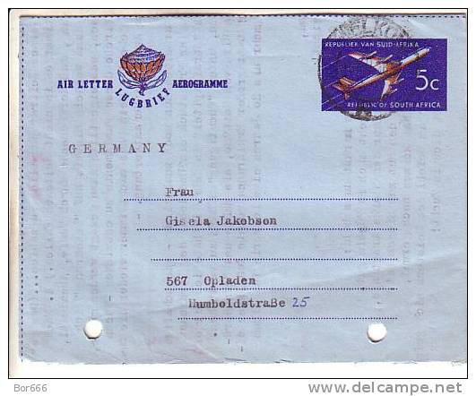 GOOD SOUTH AFRICA Aerogramme 1965 To GERMANY - Briefe U. Dokumente