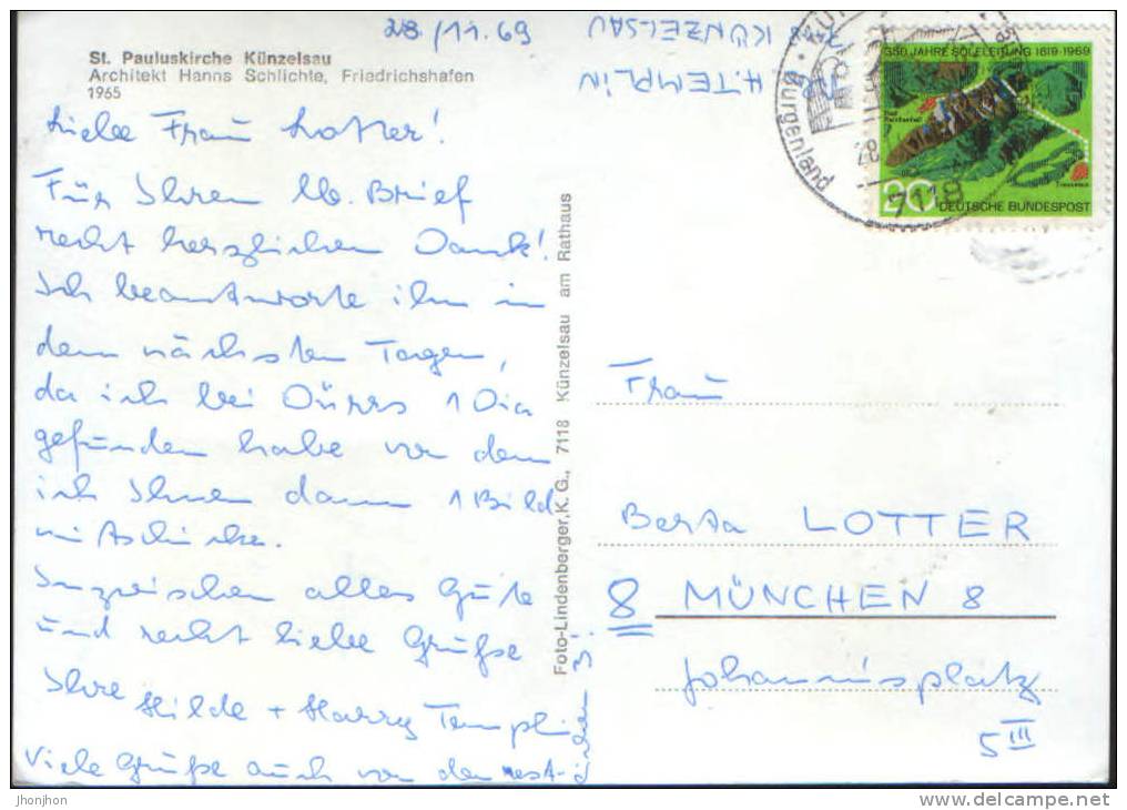 Germany-Postcard 1969-St.Pauluskirche Kunzelsau-2/scans - Kuenzelsau