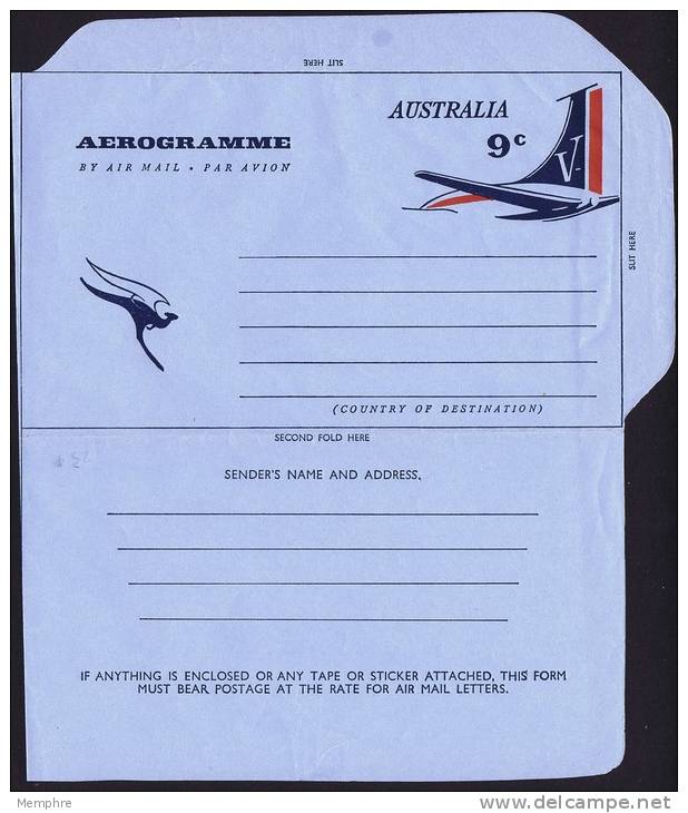 9c Airplane Tail Unused Aerogramme - Aerograms