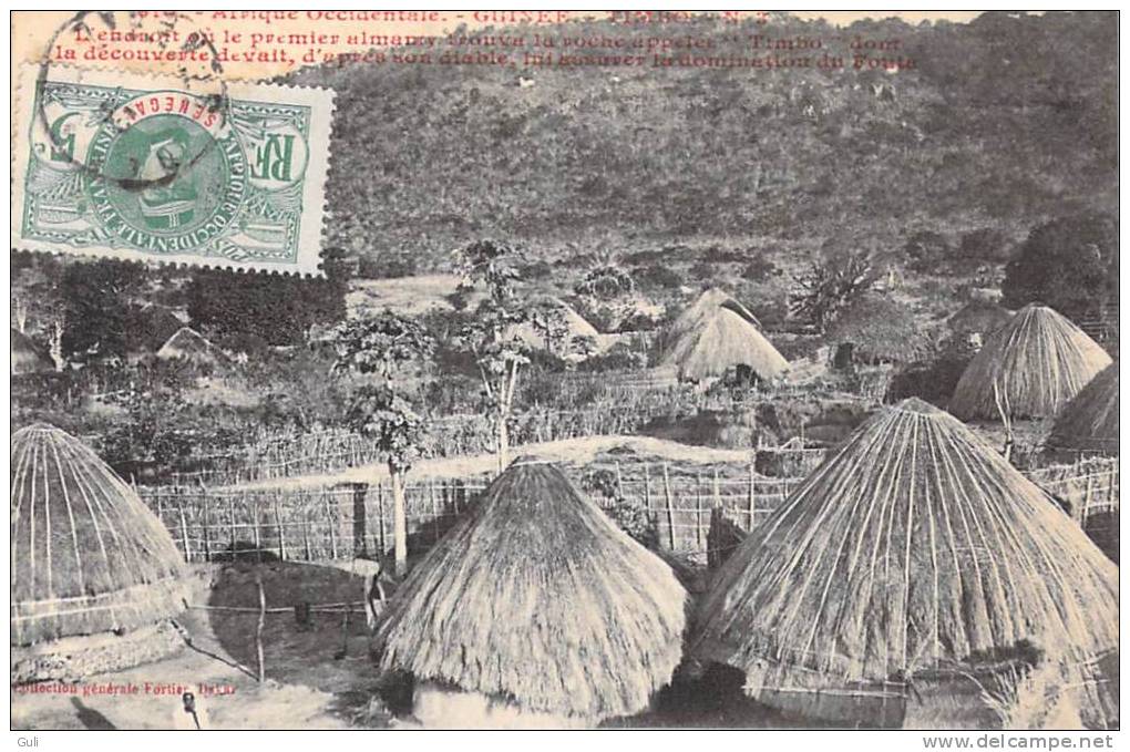 Afrique Occidentale-GUINEE TIMBO N°3-endroit Où Le Premier Almany Trouva La Roche Timbo-Coll Fortier-Dakar "timbre Stamp - Guinée