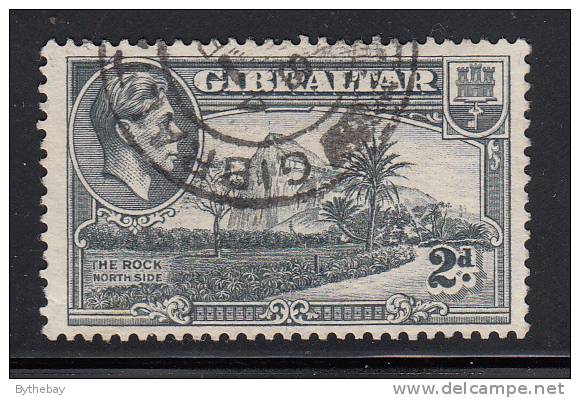 Gibraltar 1938-49 Used Scott #110 2p The Rock, Northside, Perf 13 Watermark Sideways  - George VI - Gibraltar