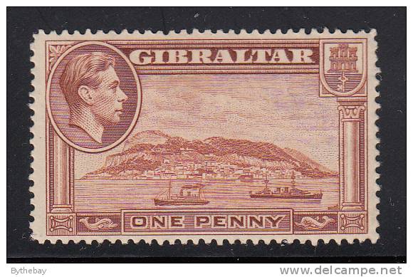 Gibraltar 1938-49 MH Scott #108a 1p Rock Of Gibraltar, Perf 14  - George VI - Gibraltar