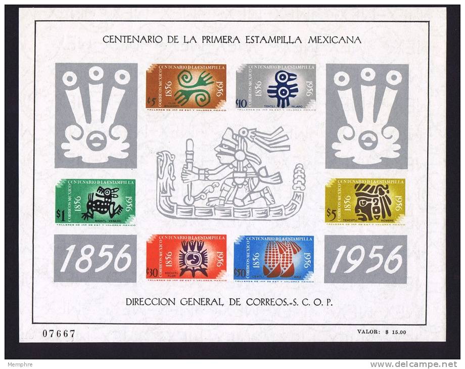 1956  Mexican Stamp Centennial  Souvenir Sheet  SC 896a MNH ** - Messico