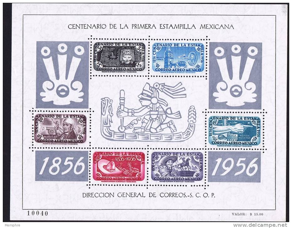 1956  Mexican Stamp Centennial Matched Pair Of Souvenir Sheets  SC C234a  MH * - Messico