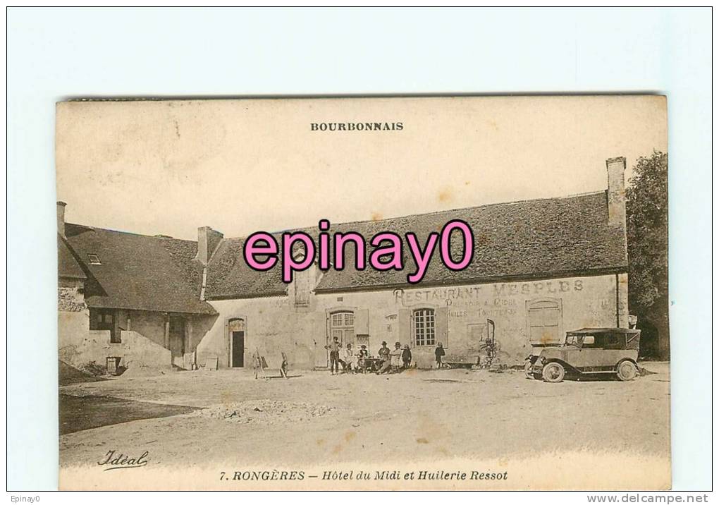 Br - 03  - RONGERES  - Restaurant Mesples - Automobiles - Hotel Du Midi Et Huileries Ressot - édit. Beguin - - Autres & Non Classés