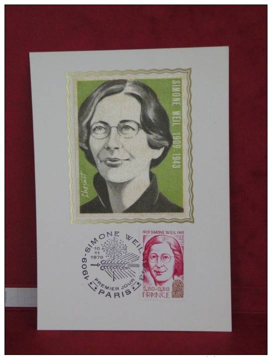 FDC - Simone WEIL - Paris - 10.11.1979 Carte Maxi 1er Jour - 1970-1979