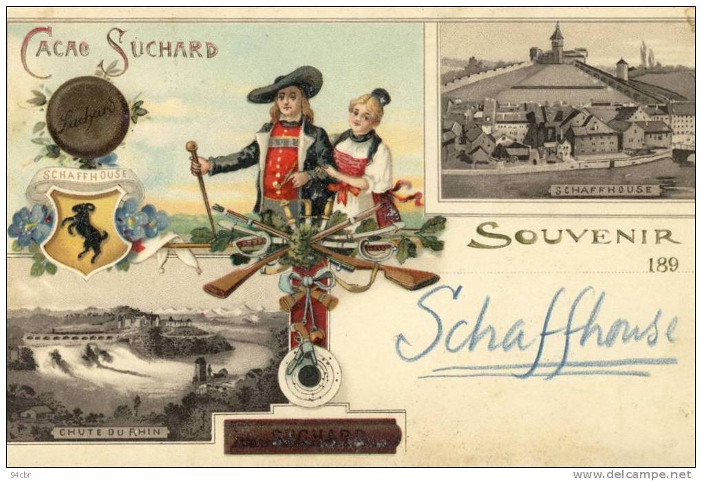 CPA (suisse)   SOUVENIR DE SCHAFFHOUSE  (publicité Cacao Suchard) - Schaffhouse