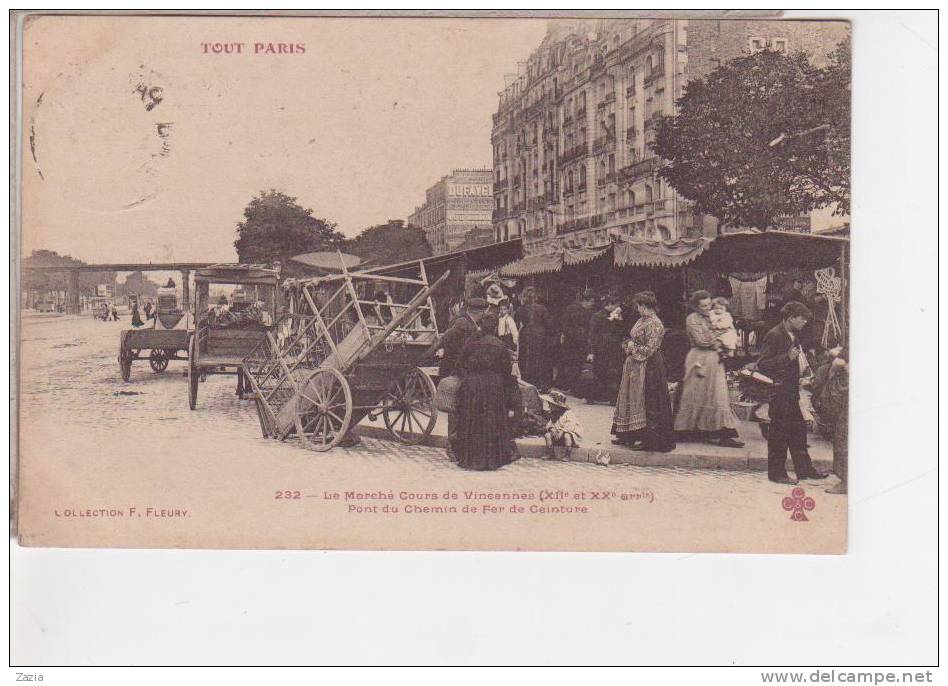 75.009/ Tout Paris N°232 - Le Marché Cours De Vincennes - Pont Du Chemin De Fer De Ceinture - Arrondissement: 20