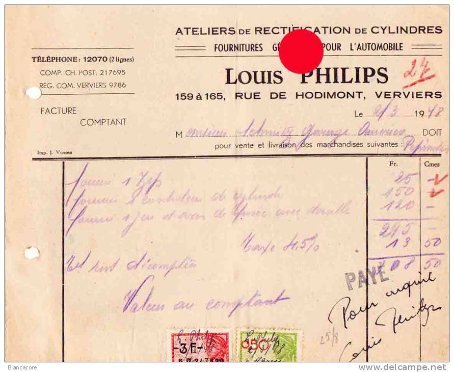 VERVIERS LOUIS PHILIPS 1948 - Automobilismo