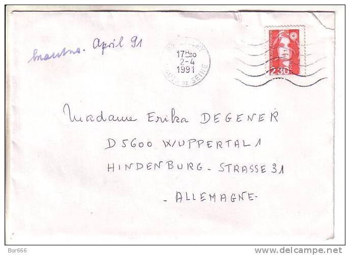 GOOD FRANCE Postal Cover To GERMANY 1991 - Good Stamped: Marianne - Briefe U. Dokumente