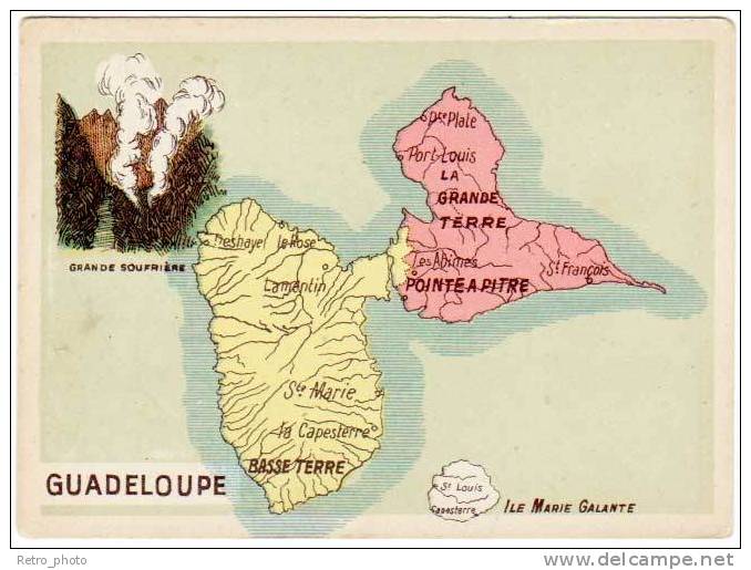 Chromo Contour Départemental : Guadeloupe (Pointe à Pitre, Grande Soufrière, Volcan ) - Altri & Non Classificati