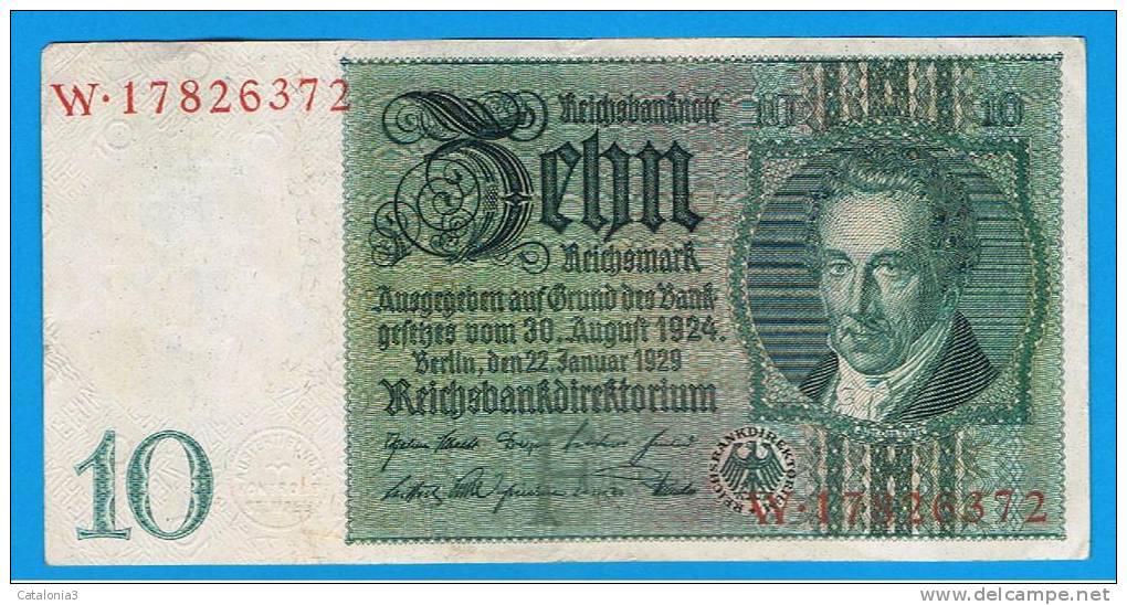 ALEMANIA - GERMANY -  10 Reichmark 1929 EBC  P-180 - 10 Mark