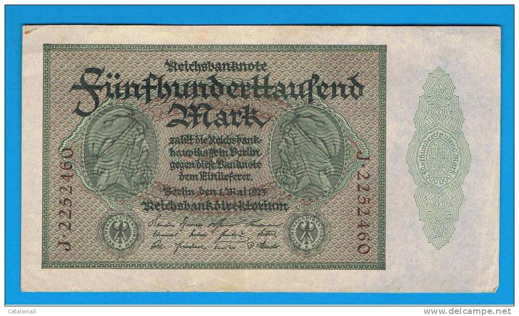 ALEMANIA - GERMANY -  500.000 Mark 1923 SC  P-88a - Administración De La Deuda