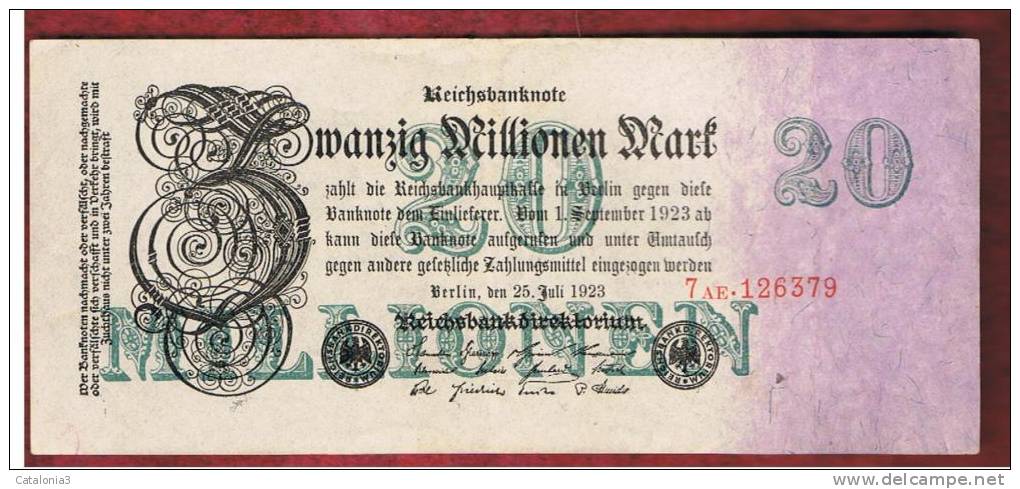ALEMANIA - GERMANY -  20.000.000 Mark 1923 SC-    P-97 - Reichsschuldenverwaltung