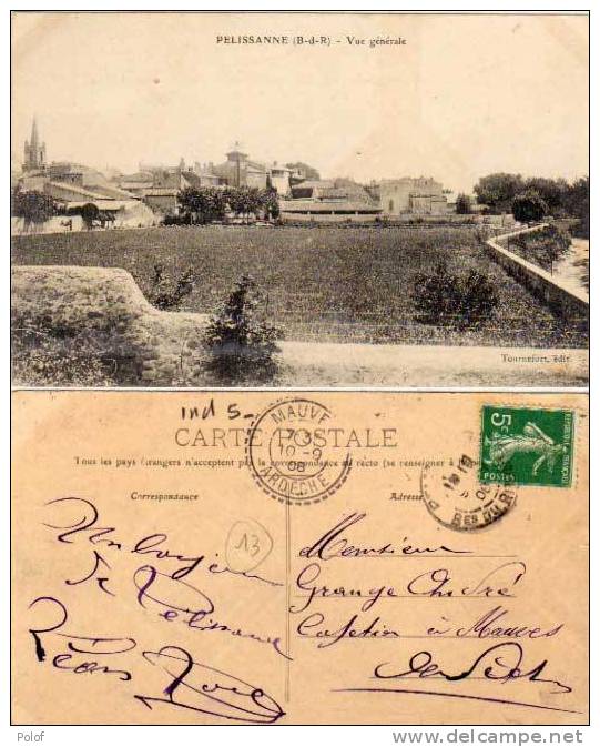 PELISSANNE - Vue Gle - Cachet Perle De MAUVES (Ardèche Indice 5)((55466) - Pelissanne