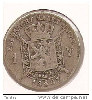 MONEDA DE PLATA DE BELGICA DE 1 FRANCO DEL AÑO 1887  (COIN) SILVER-ARGENT - 1 Franc