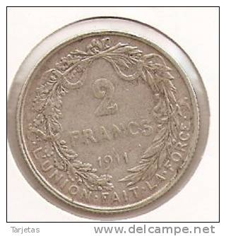 MONEDA DE PLATA DE BELGICA DE 2 FRANCOS DEL AÑO 1911  (COIN) SILVER-ARGENT - 2 Francos