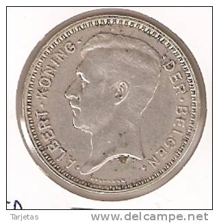 MONEDA DE PLATA DE BELGICA DE 20 FRANCOS DEL AÑO 1934  (COIN) SILVER-ARGENT - 20 Francs & 4 Belgas