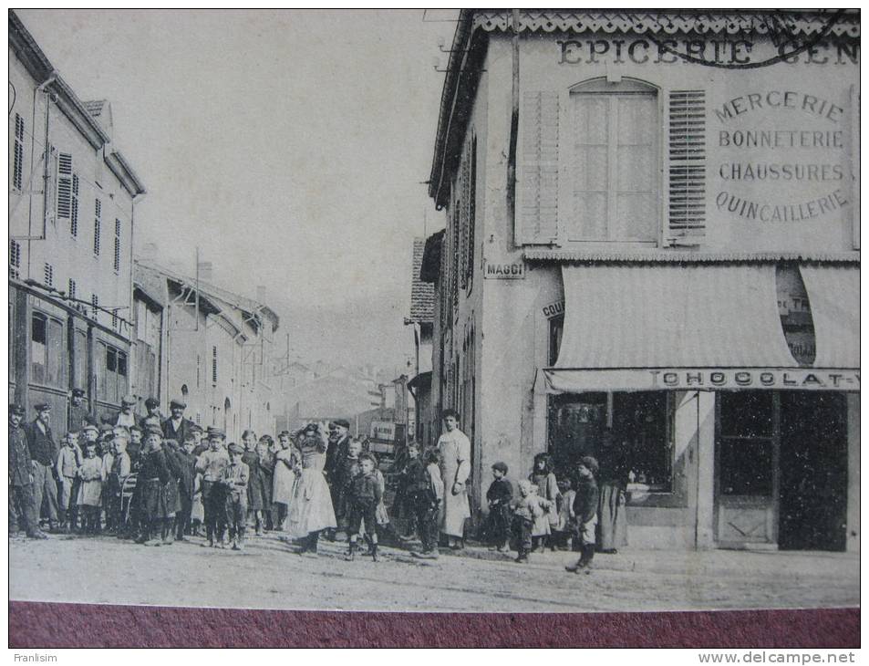 CPA 54 NEUVES MAISONS Rue De Nancy 1913 TOP ANIMATION TRAMWAY Ligne Pont Saint Vincent METIERS CHEMINOTS COMMERCES - Neuves Maisons